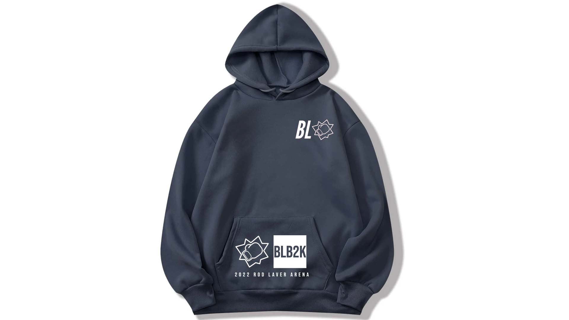 Navy Blue hoodie with BL logo and date